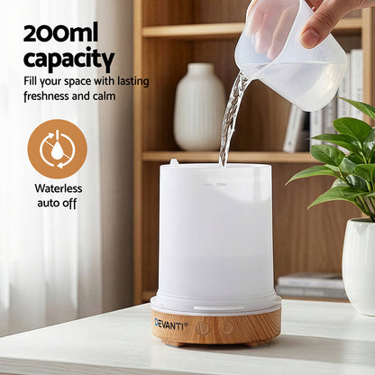Devanti Ultrasonic Aroma Diffuser Aromatherapy 200ml LED Lights Iron Humidifier Forest Light wood grain - Image 8