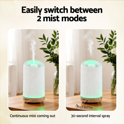 Devanti Ultrasonic Aroma Diffuser Aromatherapy 200ml LED Lights Iron Humidifier Forest - Image 4