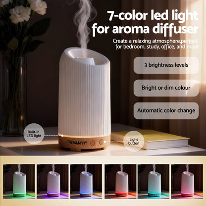 Devanti Ultrasonic Aroma Diffuser Aromatherapy 200ml LED Lights Iron Humidifier Forest - Image 5