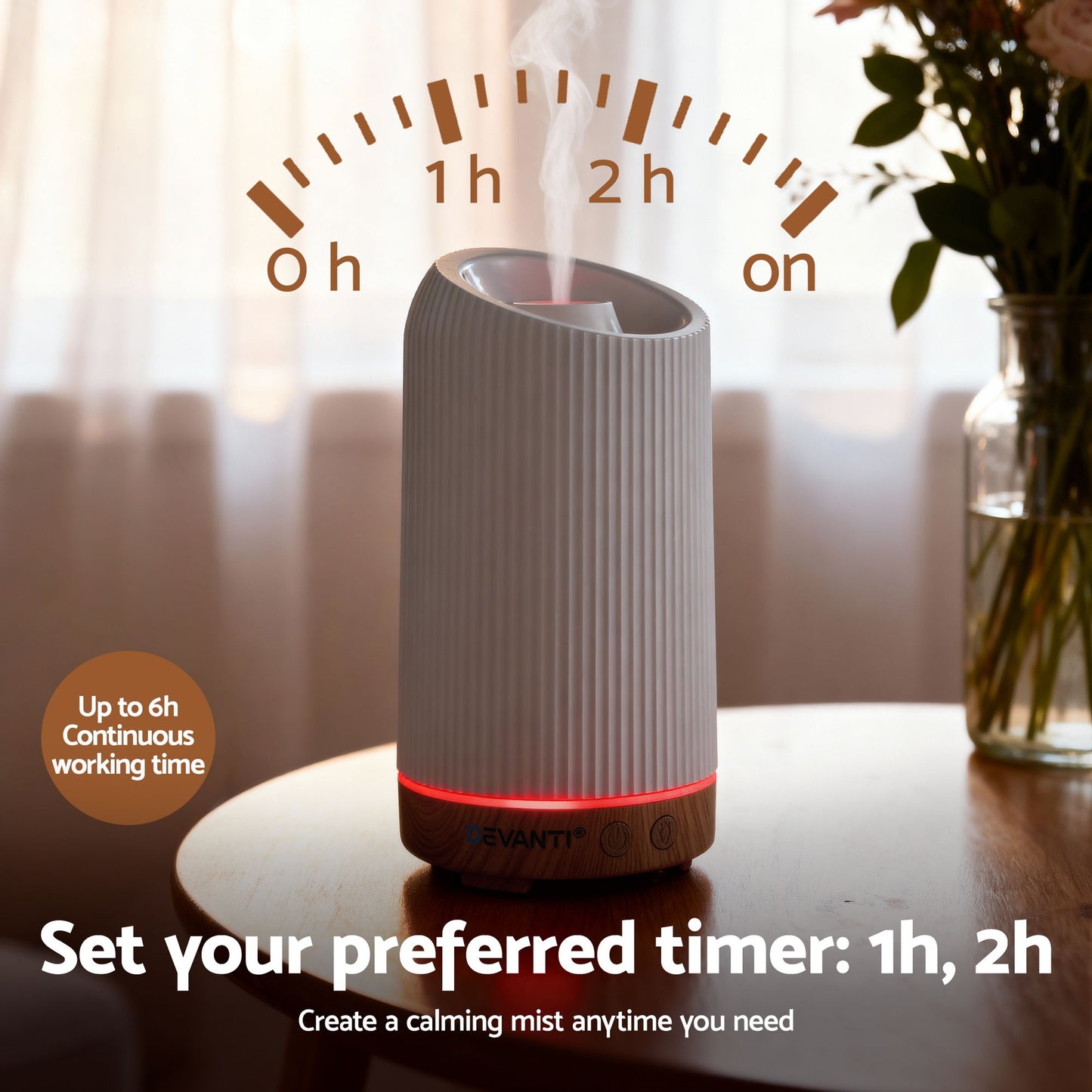 Devanti Ultrasonic Aroma Diffuser Aromatherapy 200ml LED Lights Iron Humidifier Forest - Image 6