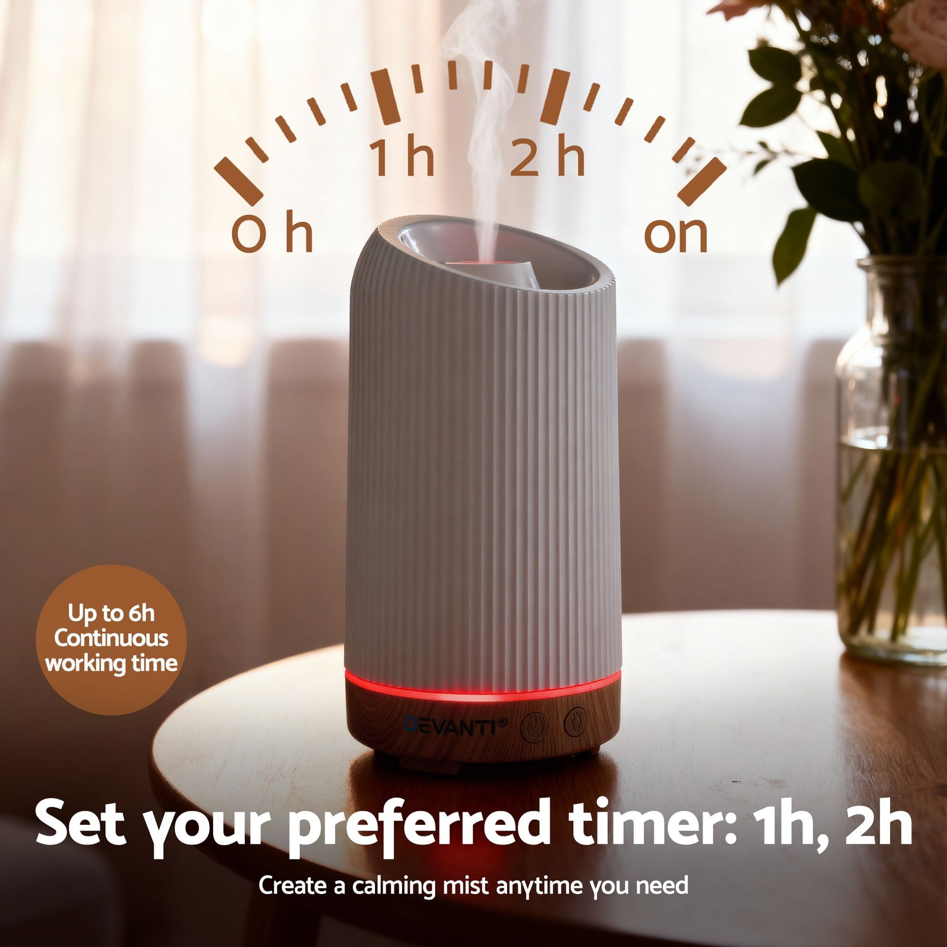 Devanti Ultrasonic Aroma Diffuser Aromatherapy 200ml LED Lights Iron Humidifier Forest - Image 6