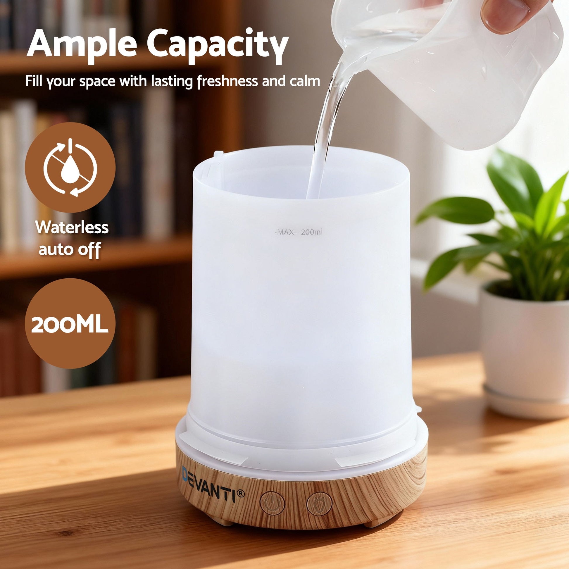 Devanti Ultrasonic Aroma Diffuser Aromatherapy 200ml LED Lights Iron Humidifier Forest - Image 8