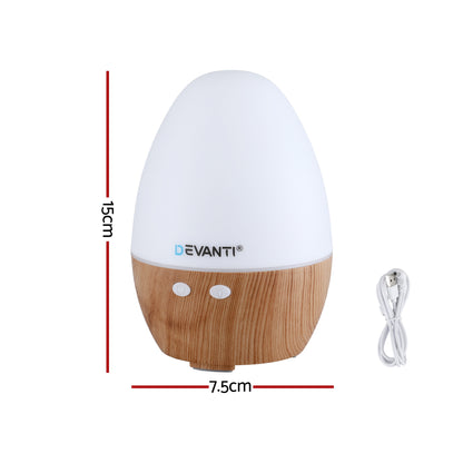 Devanti Ultrasonic Aroma Diffuser Aromatherapy 130ml LED Lights Iron Humidifier Forest - Image 2