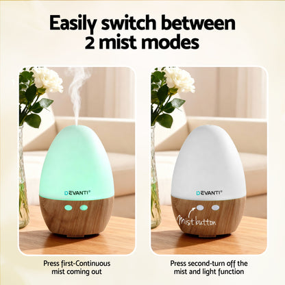 Devanti Ultrasonic Aroma Diffuser Aromatherapy 130ml LED Lights Iron Humidifier Forest - Image 4