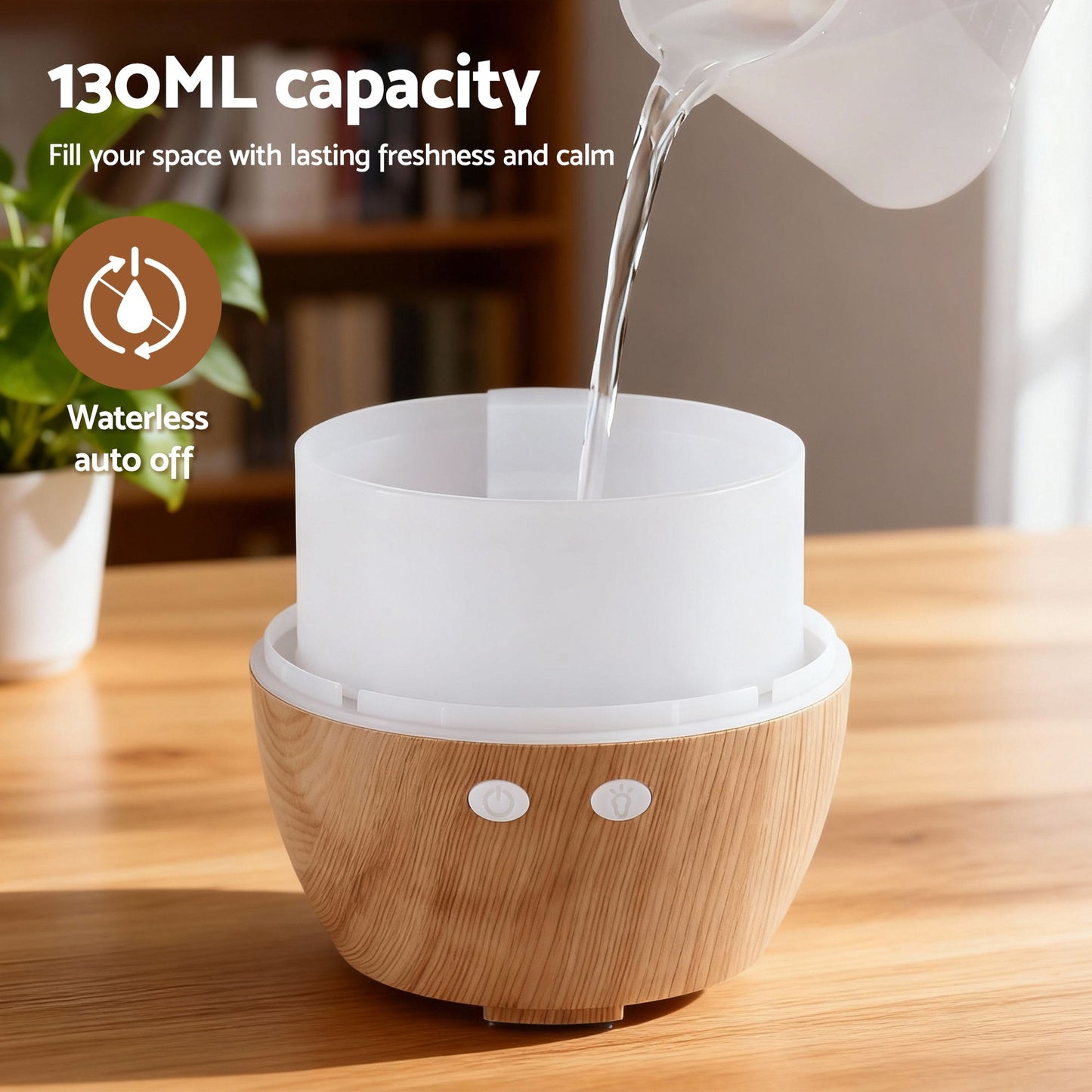 Devanti Ultrasonic Aroma Diffuser Aromatherapy 130ml LED Lights Iron Humidifier Forest - Image 6