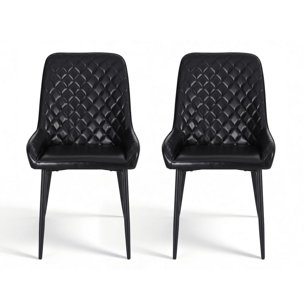Artiss 2x Dining Chairs Retro PU Leather Kitchen Lounge Cafe Accent Chair Black - Image 3