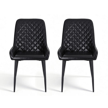 Artiss 2x Dining Chairs Retro PU Leather Kitchen Lounge Cafe Accent Chair Black - Image 3