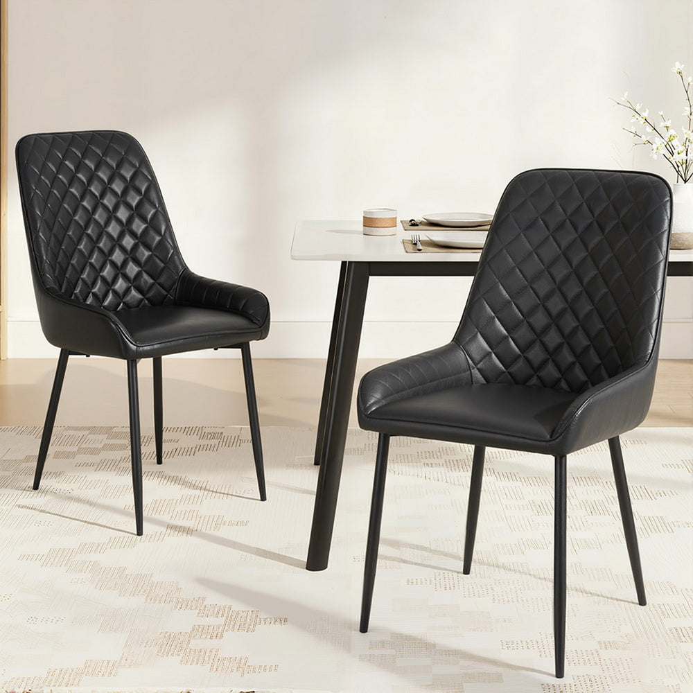 Artiss 2x Dining Chairs Retro PU Leather Kitchen Lounge Cafe Accent Chair Black - Image 7