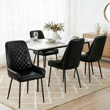 Artiss 4x Dining Chairs Retro PU Leather Kitchen Lounge Cafe Accent Chair Black - Image 7