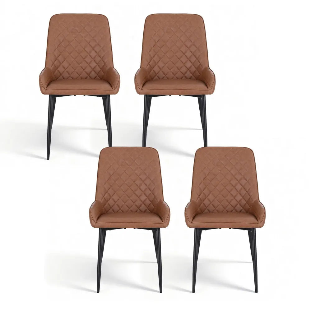 Artiss 4x Dining Chairs Retro PU Leather Kitchen Lounge Cafe Accent Chair Brown - Image 3