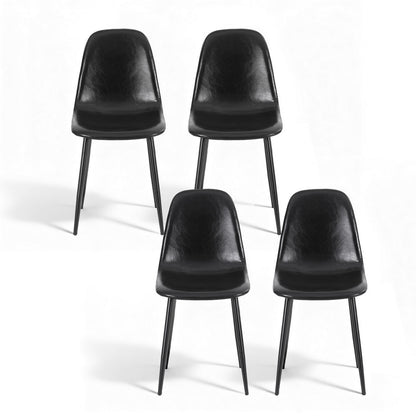 Artiss 4x Dining Chairs Retro PU Leather Kitchen Lounge Cafe Accent Chair Black - Image 3