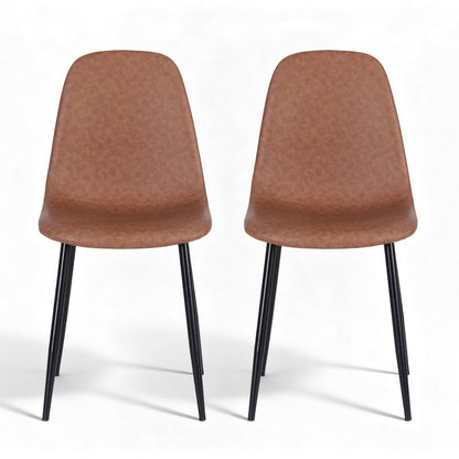 Artiss 2x Dining Chairs Retro PU Leather Kitchen Lounge Cafe Accent Chair Brown - Image 3