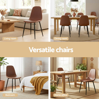 Artiss 4x Dining Chairs Retro PU Leather Kitchen Lounge Cafe Accent Chair Brown - Image 5