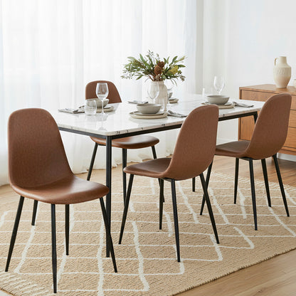Artiss 4x Dining Chairs Retro PU Leather Kitchen Lounge Cafe Accent Chair Brown - Image 7