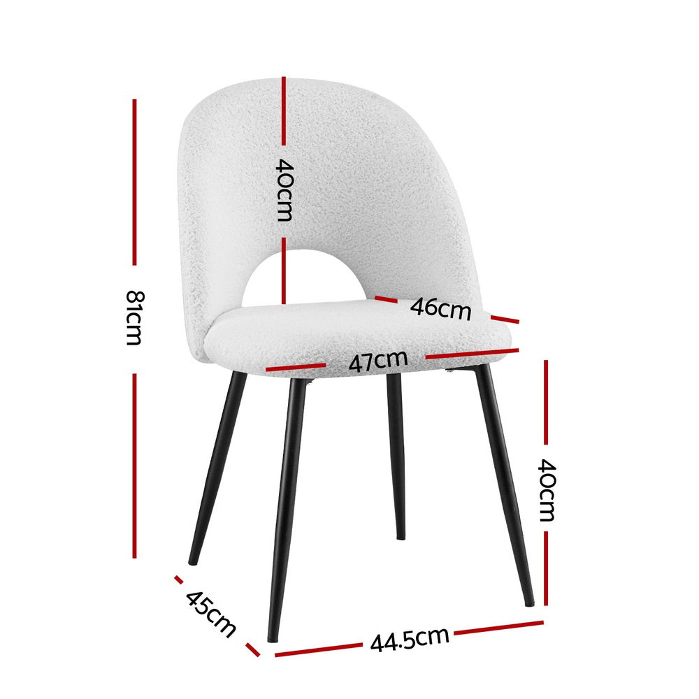 1 Set of 2 Artiss Dining Chair Boucle Sherpa - Image 2