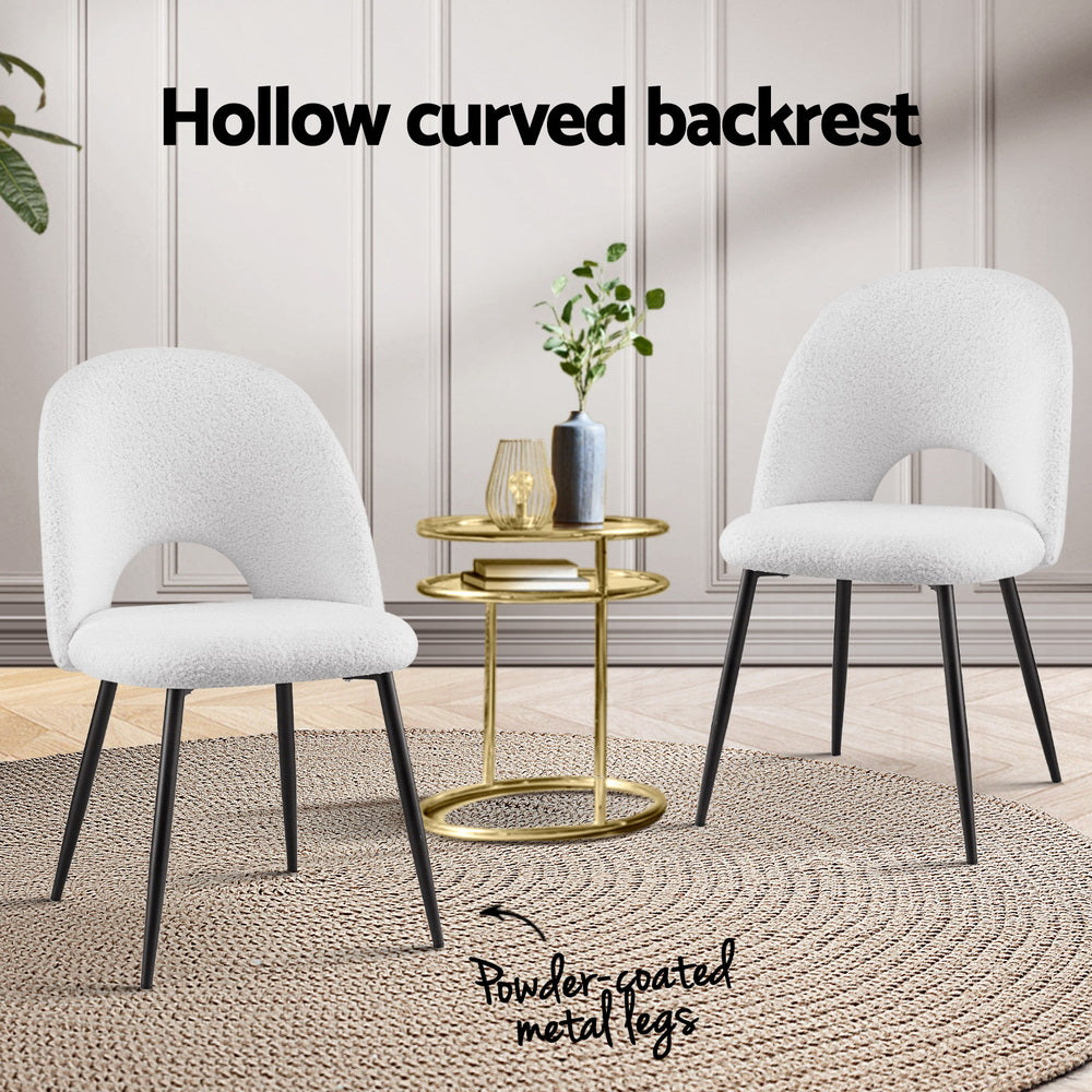 1 Set of 2 Artiss Dining Chair Boucle Sherpa - Image 4