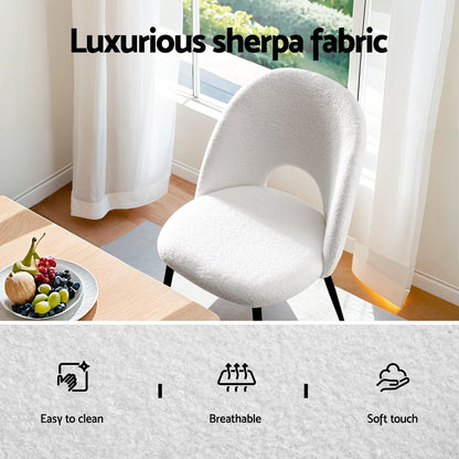 1 Set of 2 Artiss Dining Chair Boucle Sherpa - Image 5