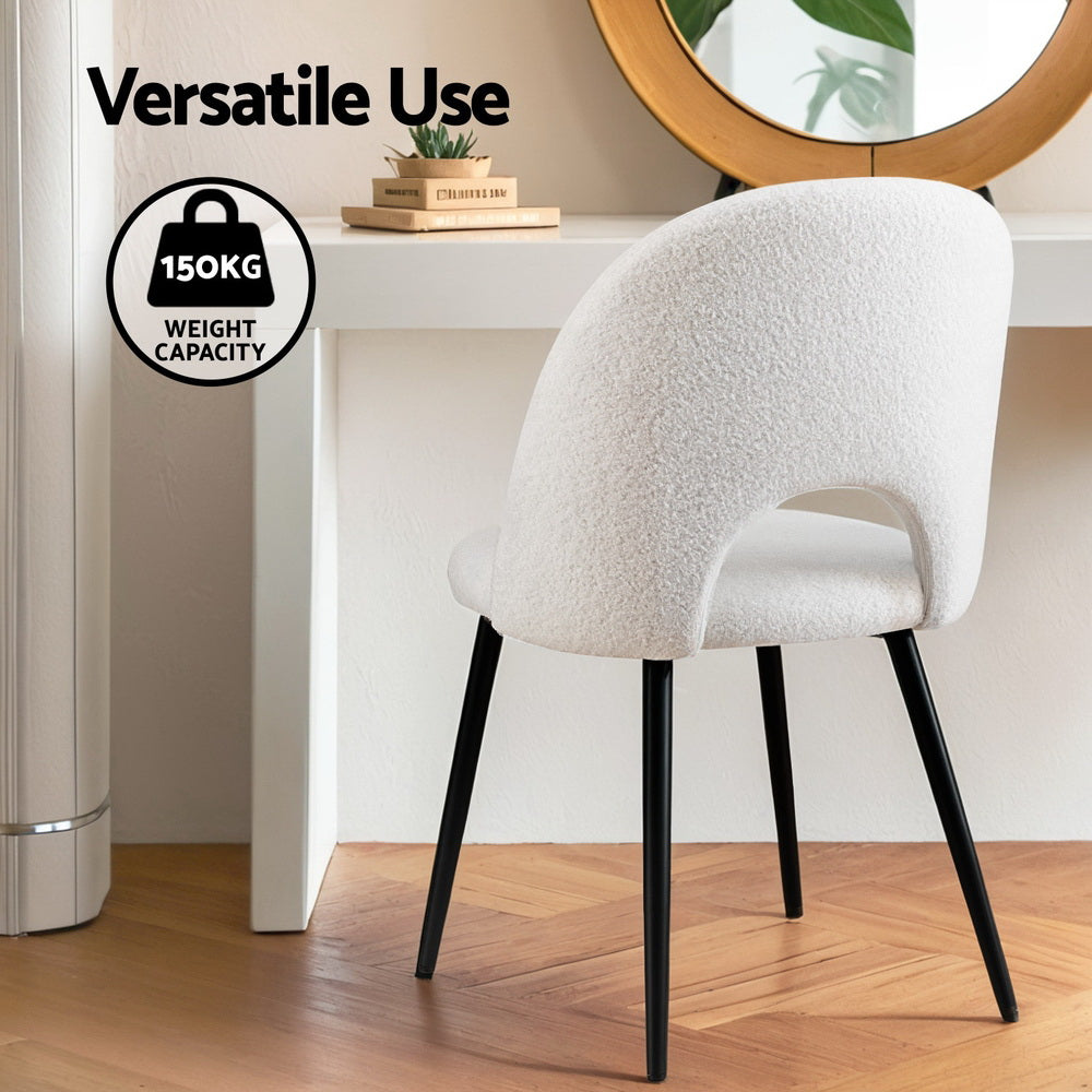 1 Set of 2 Artiss Dining Chair Boucle Sherpa - Image 6