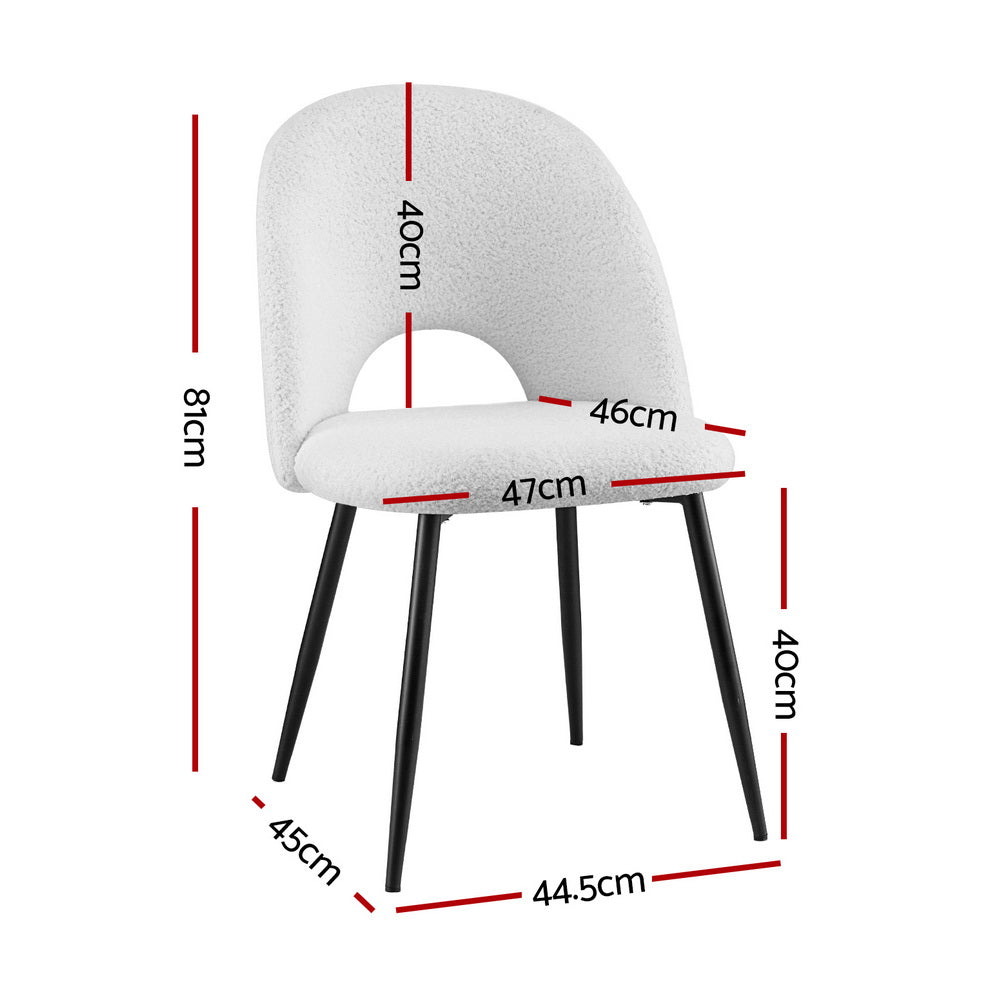 1 Set of 4 Artiss Dining Chair Boucle Sherpa - Image 2