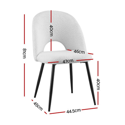 1 Set of 4 Artiss Dining Chair Boucle Sherpa - Image 2