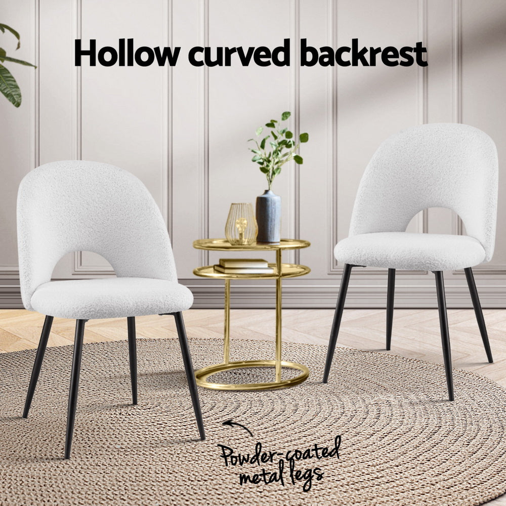 1 Set of 4 Artiss Dining Chair Boucle Sherpa - Image 4