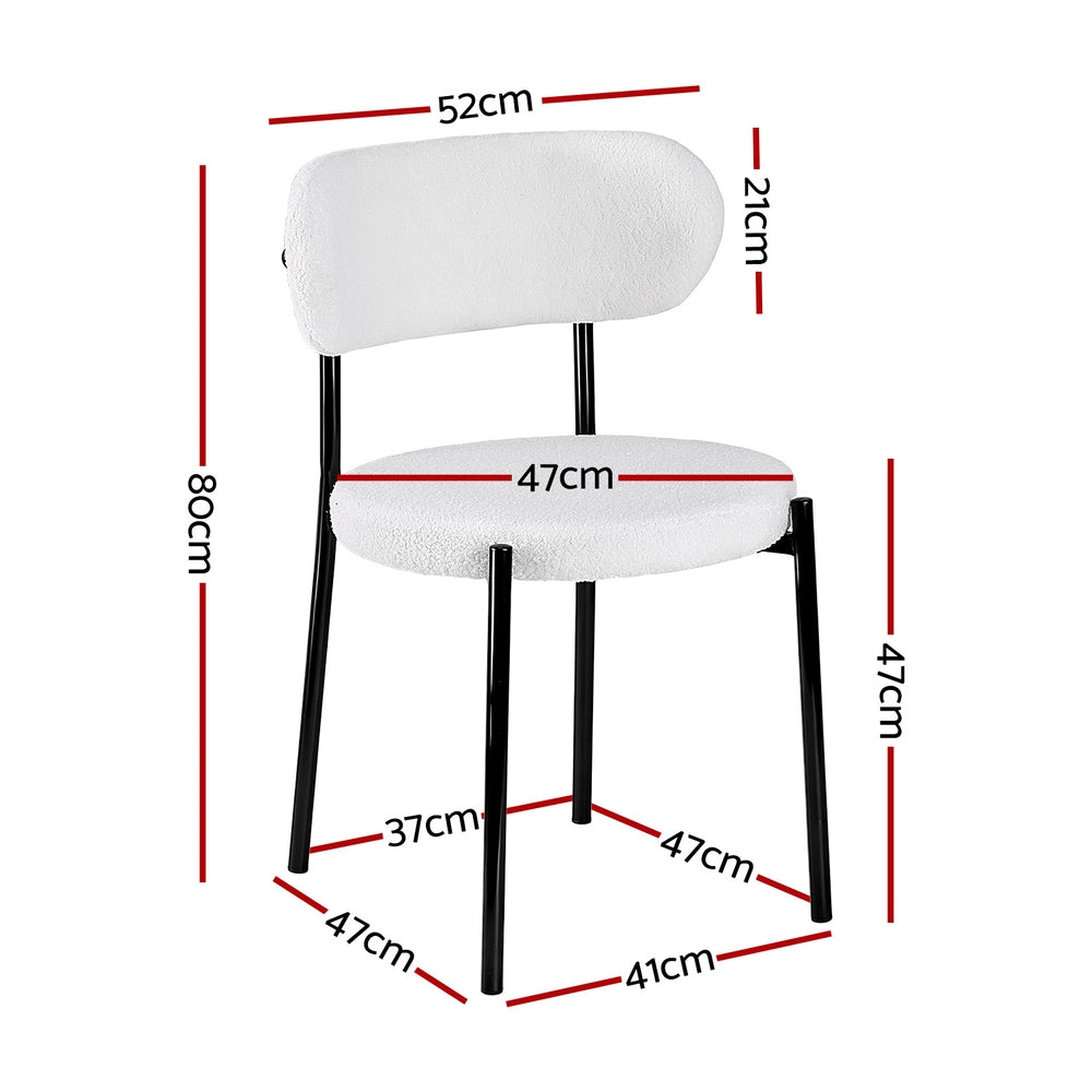 Artiss Dining Chairs Set of 2 Sherpa Boucle White - Image 2