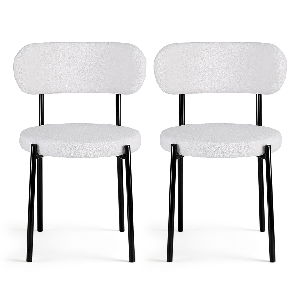 Artiss Dining Chairs Set of 2 Sherpa Boucle White - Image 3