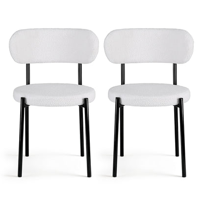 Artiss Dining Chairs Set of 2 Sherpa Boucle White - Image 3
