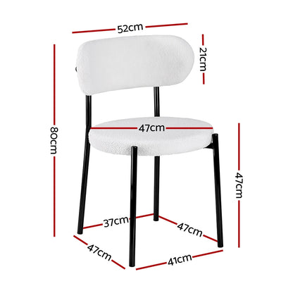 Artiss Dining Chairs Set of 4 Sherpa Boucle White - Image 2