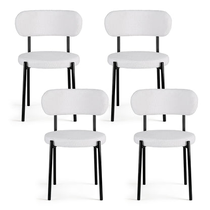Artiss Dining Chairs Set of 4 Sherpa Boucle White - Image 3