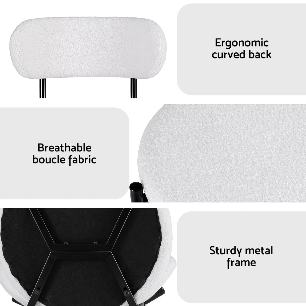 Artiss Dining Chairs Set of 4 Sherpa Boucle White - Image 6