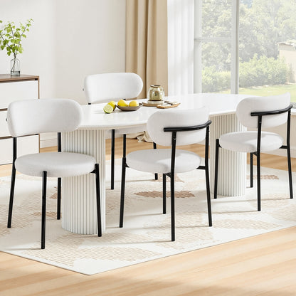 Artiss Dining Chairs Set of 4 Sherpa Boucle White - Image 7