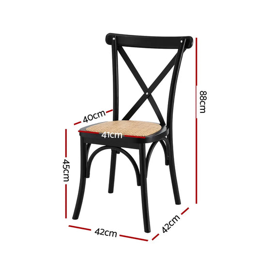 Artiss 2x Dining Chairs Rattan Wooden Kitchen Accent Chair Cafe Lounge Rubber Wood - Image 2