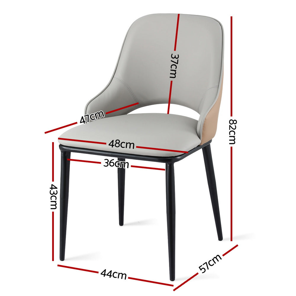 Artiss 1x Dining Chair Hollow PU Leather Kitchen Lounge Cafe Accent Chairs Grey - Image 2