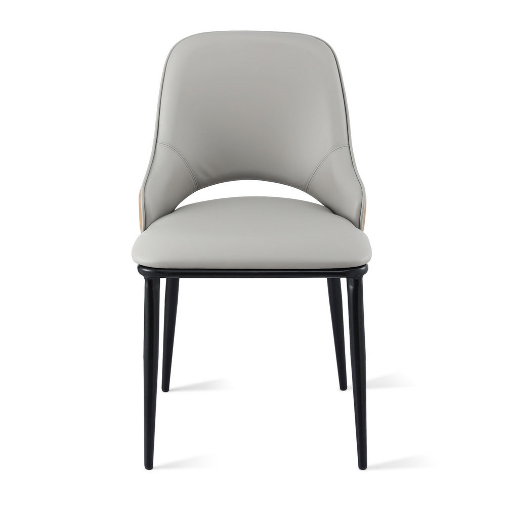 Artiss 1x Dining Chair Hollow PU Leather Kitchen Lounge Cafe Accent Chairs Grey - Image 3