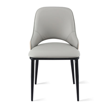 Artiss 1x Dining Chair Hollow PU Leather Kitchen Lounge Cafe Accent Chairs Grey - Image 3