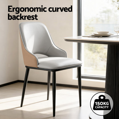 Artiss 1x Dining Chair Hollow PU Leather Kitchen Lounge Cafe Accent Chairs Grey - Image 4