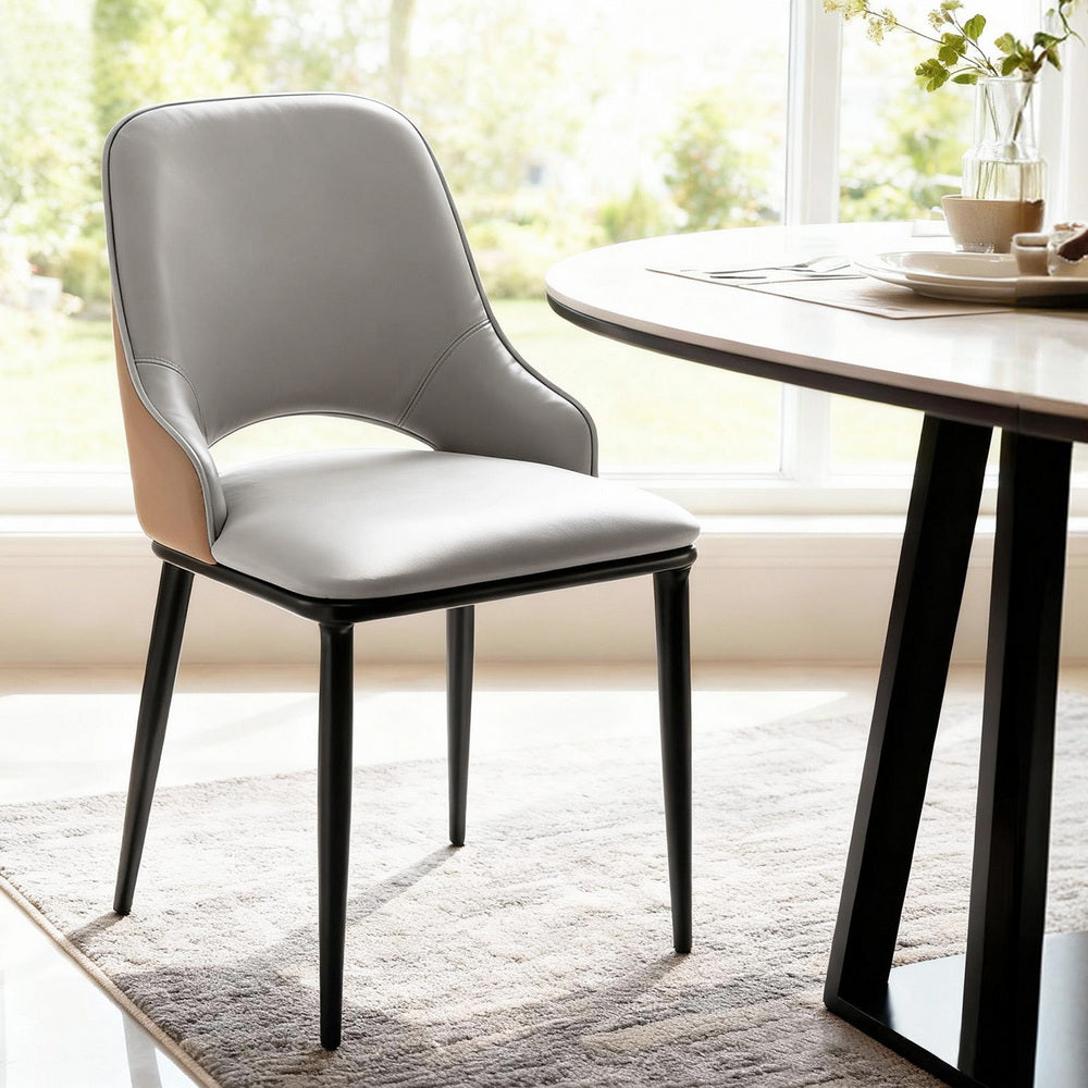 Artiss 1x Dining Chair Hollow PU Leather Kitchen Lounge Cafe Accent Chairs Grey - Image 7