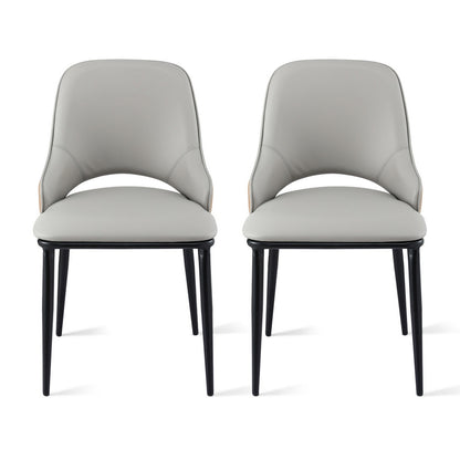 Artiss 2x Dining Chairs Hollow PU Leather Kitchen Lounge Cafe Accent Chair Grey - Image 3