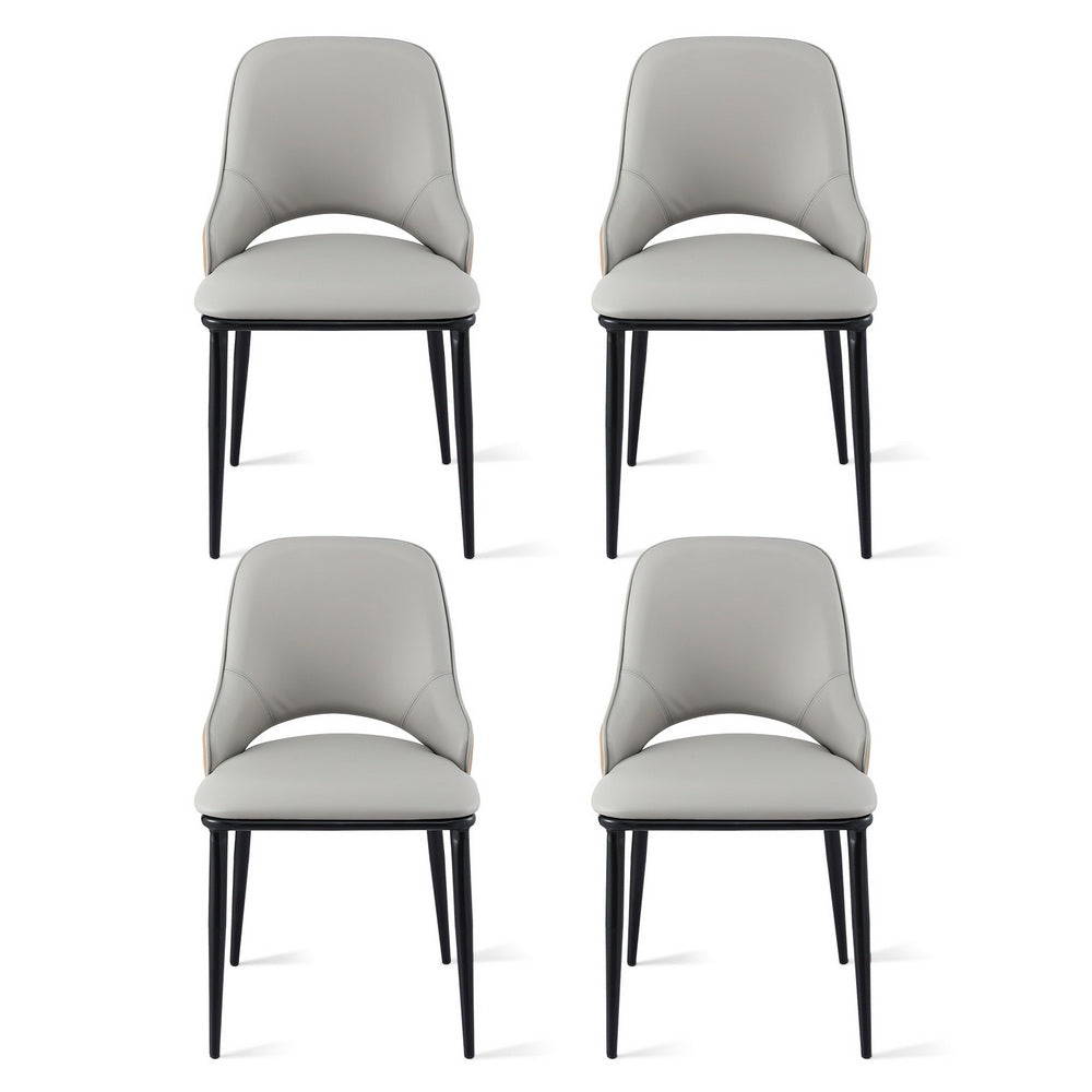 Artiss 4x Dining Chairs Hollow PU Leather Kitchen Lounge Cafe Accent Chair Grey - Image 3