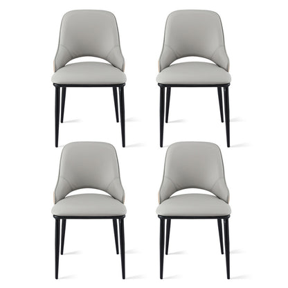 Artiss 4x Dining Chairs Hollow PU Leather Kitchen Lounge Cafe Accent Chair Grey - Image 3