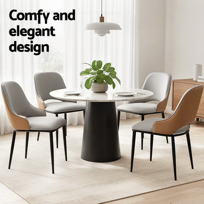 Artiss 4x Dining Chairs Hollow PU Leather Kitchen Lounge Cafe Accent Chair Grey - Image 5
