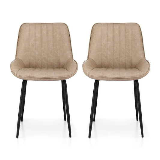 Artiss 2x Dining Chairs Retro PU Leather Kitchen Lounge Cafe Accent Chair Khaki