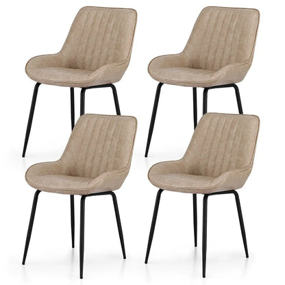 Artiss 4x Dining Chairs Retro PU Leather Kitchen Lounge Cafe Accent Chair Khaki - Image 3