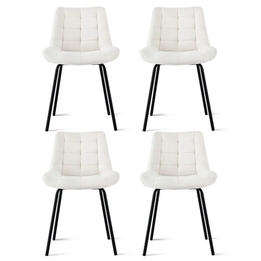 Artiss 4x Dining Chairs Velvet Tufted Kitchen Lounge Cafe Accent Chair Beige - Image 3