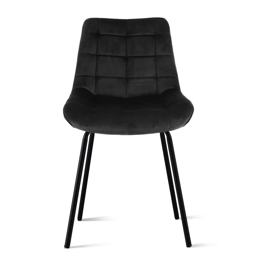 Artiss 2x Dining Chairs Velvet Tufted Kitchen Lounge Cafe Accent Chair Black - Image 3