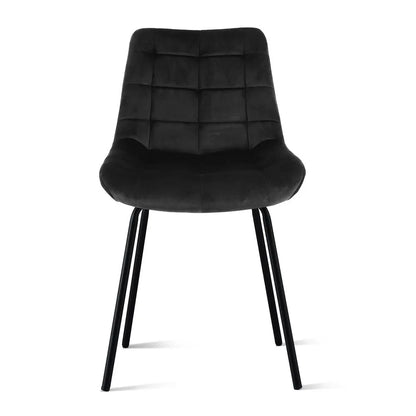 Artiss 2x Dining Chairs Velvet Tufted Kitchen Lounge Cafe Accent Chair Black - Image 3