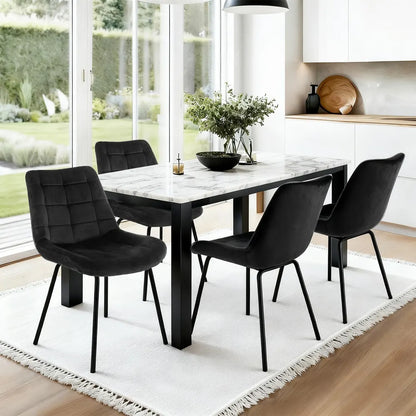 Artiss 4x Dining Chairs Velvet Tufted Kitchen Lounge Cafe Accent Chair Black - Image 7