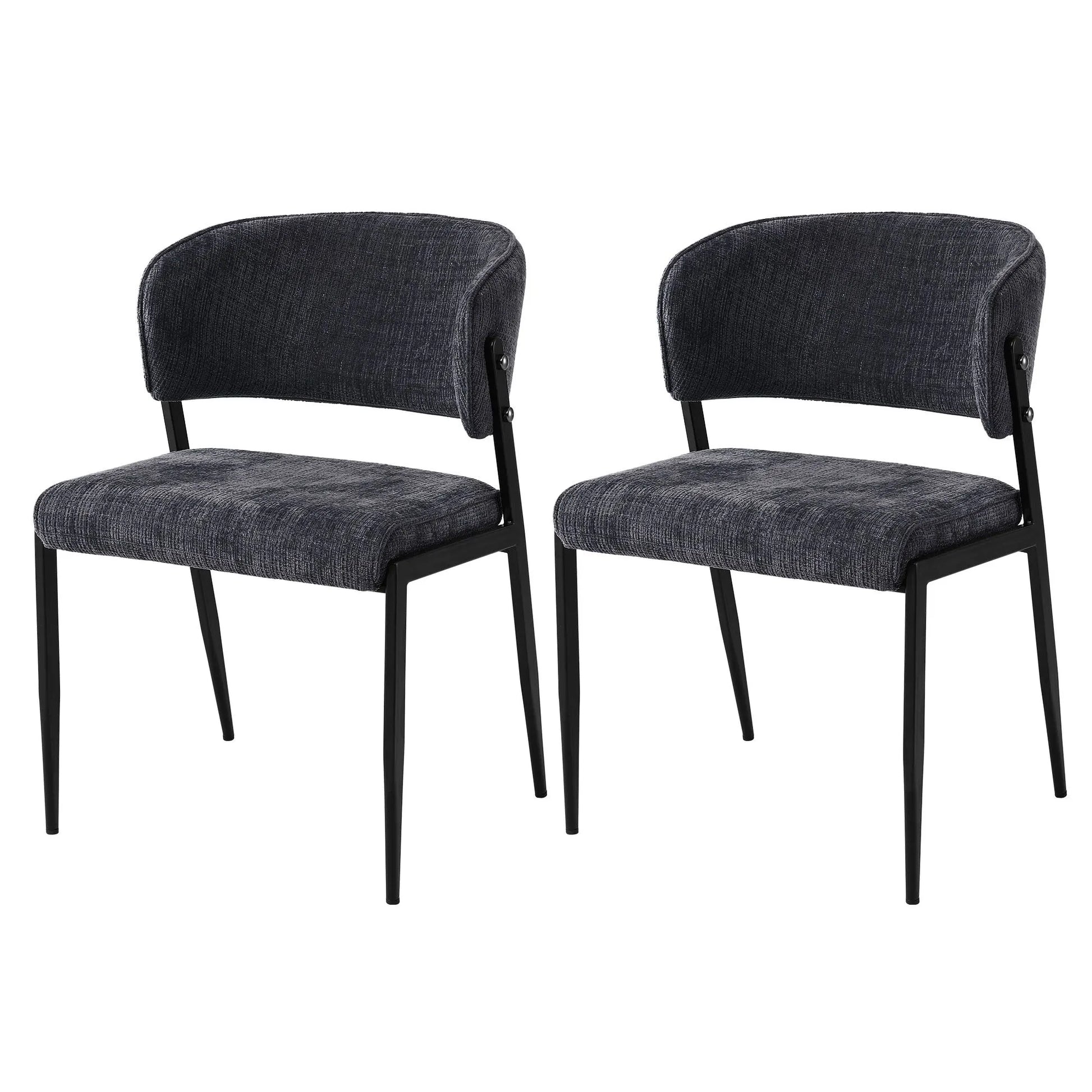 Artiss Dining Chairs Set of 2 Linen Fabric Soft Upholstered Chairs Charcoal - Image 3