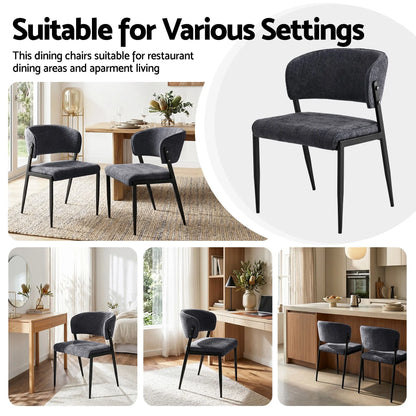 Artiss Dining Chairs Set of 2 Linen Fabric Soft Upholstered Chairs Charcoal - Image 8